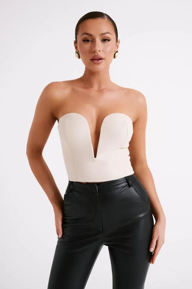 Women Dahlia Strapless V Corset 8211 Cream Cream Meshki Sleeveless Tops