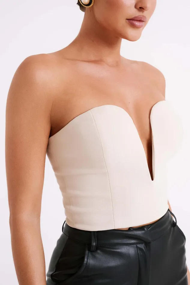 Women Dahlia Strapless V Corset 8211 Cream Cream Meshki Sleeveless Tops