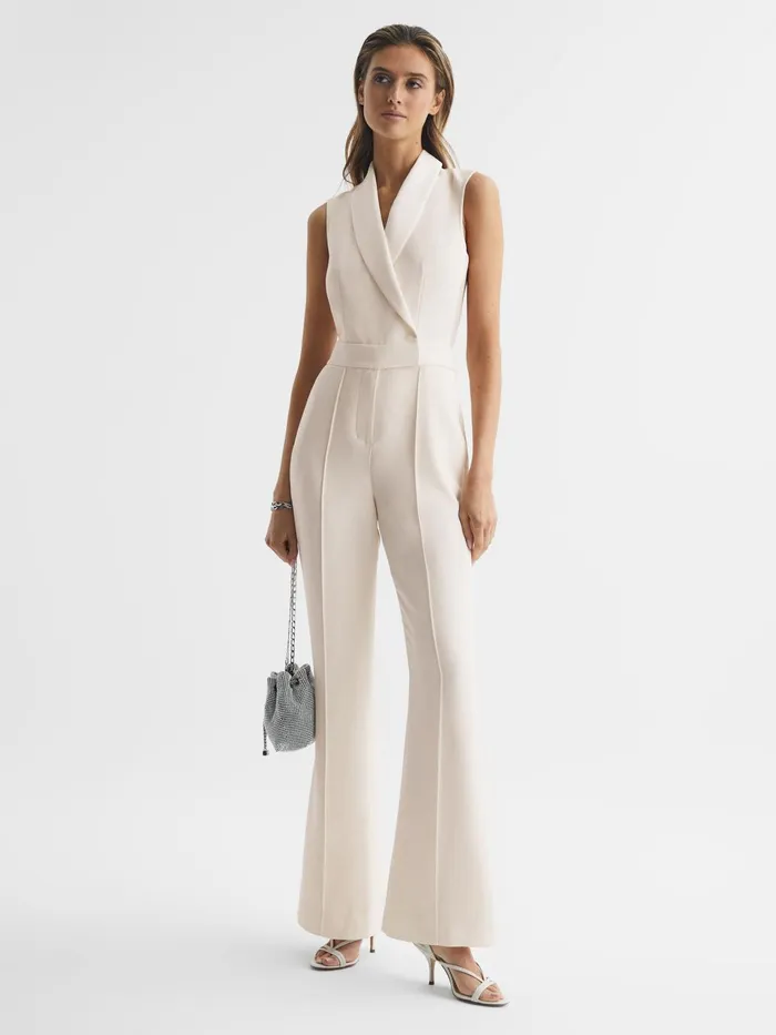 Women Dani Tuxedo Jumpsuit Ivory Reiss Jumpsuits