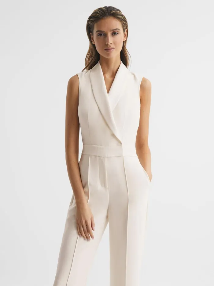 Women Dani Tuxedo Jumpsuit Ivory Reiss Jumpsuits