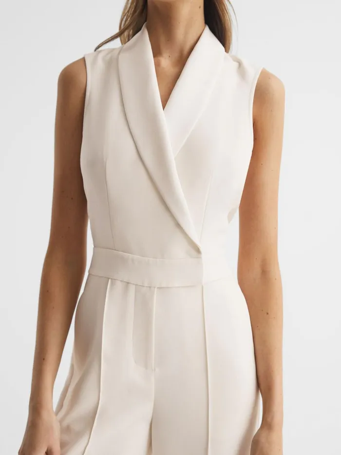 Women Dani Tuxedo Jumpsuit Ivory Reiss Jumpsuits