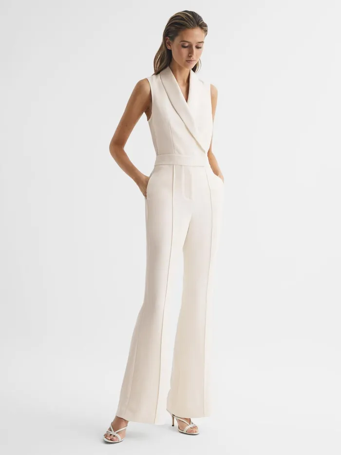 Women Dani Tuxedo Jumpsuit Ivory Reiss Jumpsuits