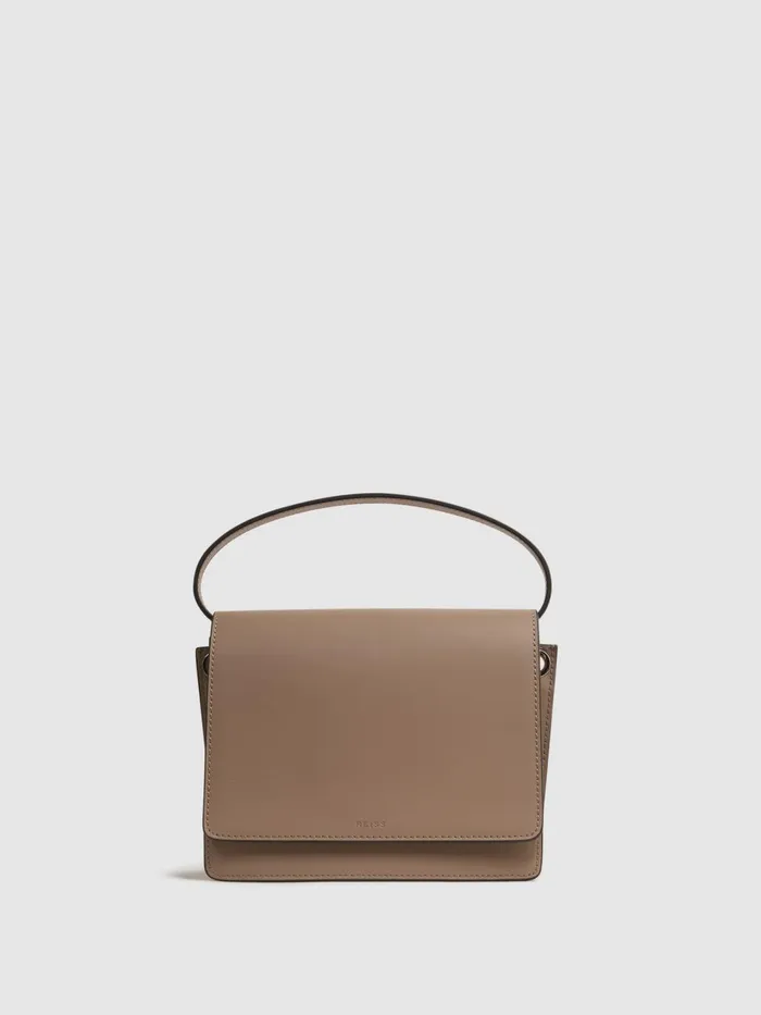 Women Daphne Leather Concertina CrossBody Bag Buttermilk Reiss Bags
