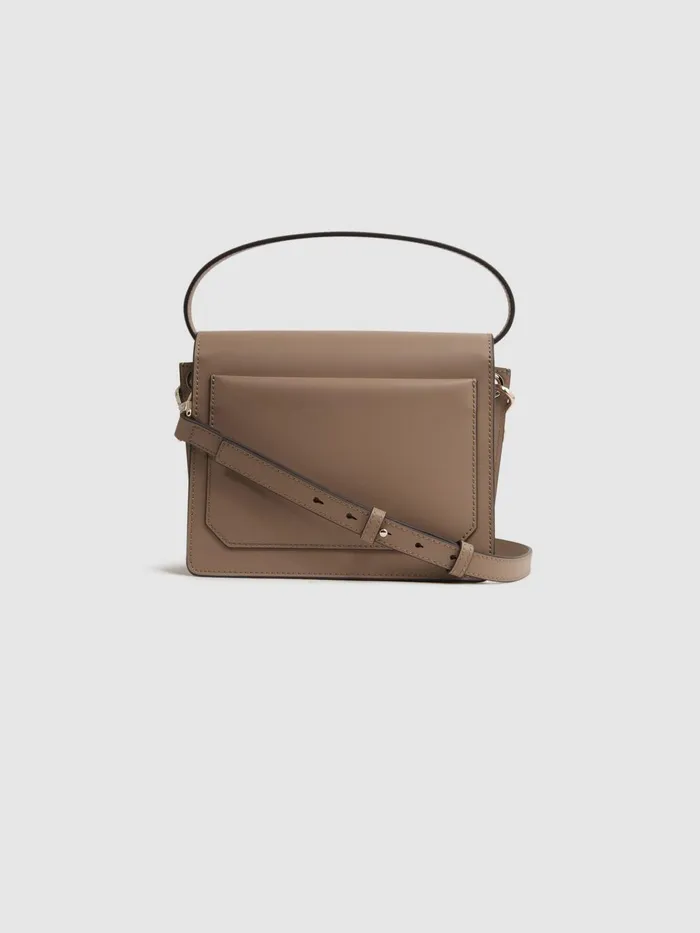 Women Daphne Leather Concertina CrossBody Bag Buttermilk Reiss Bags