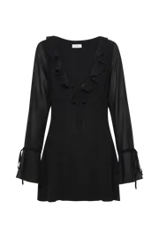 Women Deja Long Sleeve Chiffon Mini Dress 8211 Black Black Meshki Mini Dresses
