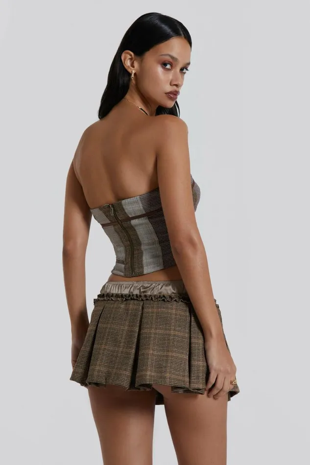 Women Demi Panelled Check Corset Top Multi Jaded London Corsets