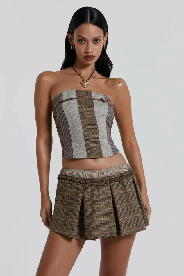 Women Demi Panelled Check Corset Top Multi Jaded London Corsets Women Demi Panelled Check Corset Top Multi Jaded London Corsets