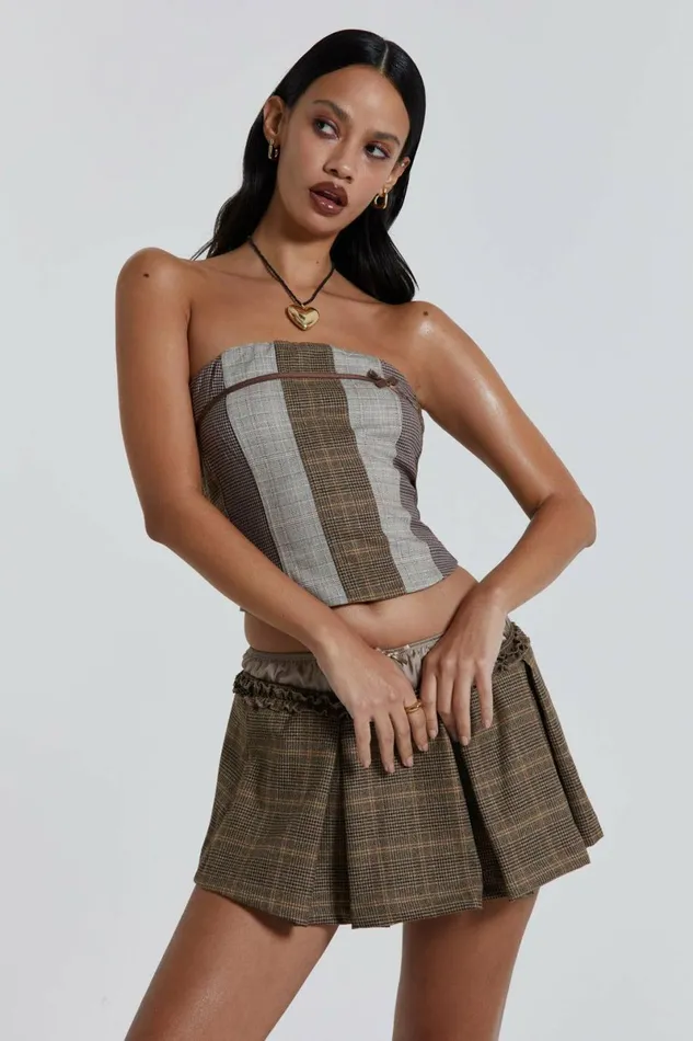 Women Demi Panelled Check Corset Top Multi Jaded London Corsets Women Demi Panelled Check Corset Top Multi Jaded London Corsets