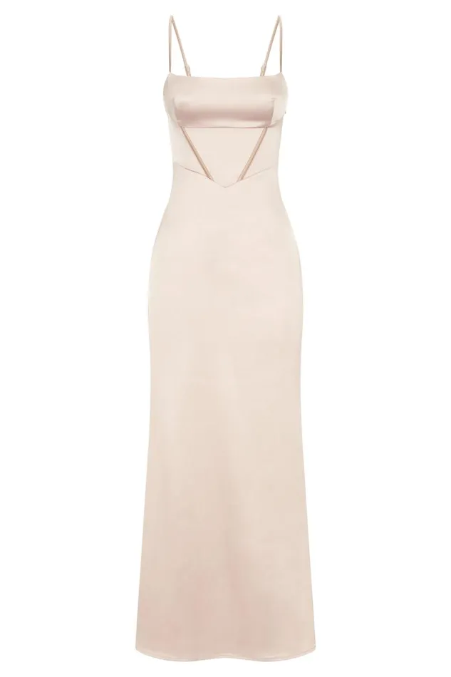 Women Desirie Corset Maxi Dress 8211 Champagne Champagne Meshki Wedding Guests