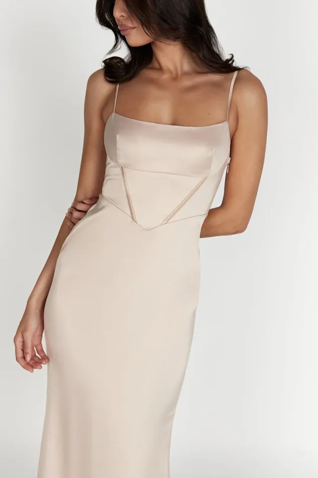 Women Desirie Corset Maxi Dress 8211 Champagne Champagne Meshki Wedding Guests
