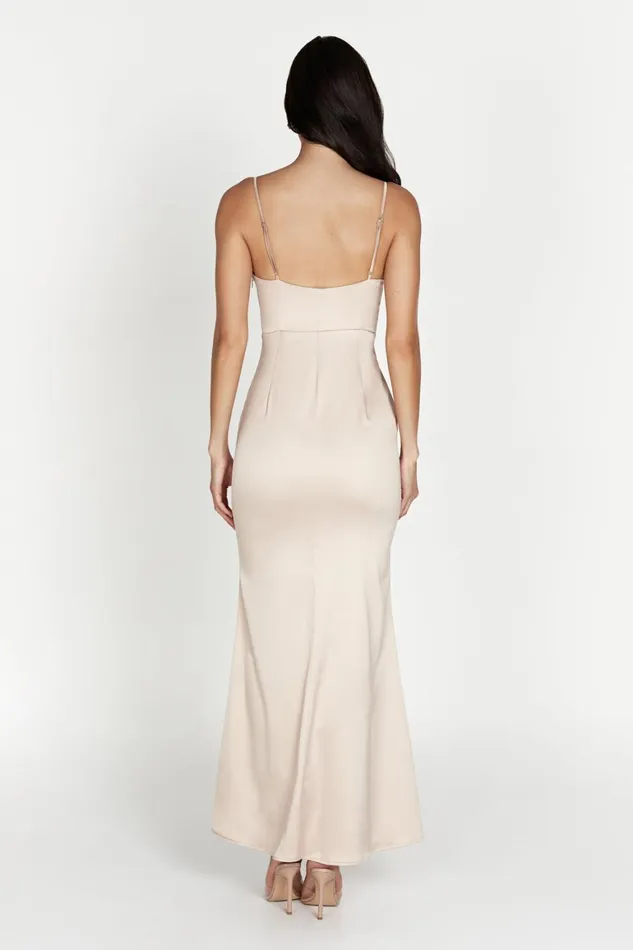 Women Desirie Corset Maxi Dress 8211 Champagne Champagne Meshki Wedding Guests
