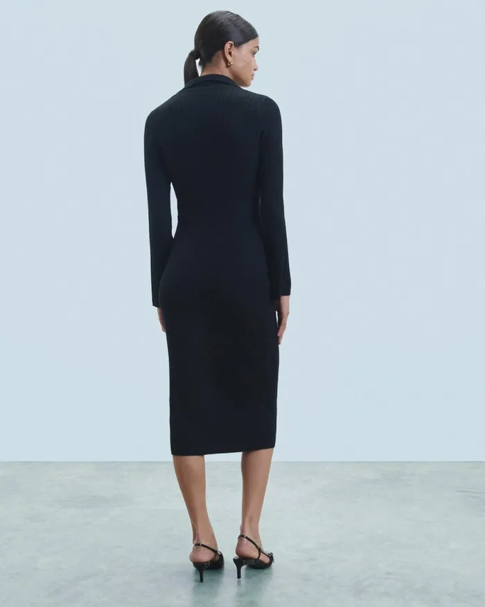 Women Dresses and Jumpsuits From Future Long Sleeve Polo Neck Long Dress Black