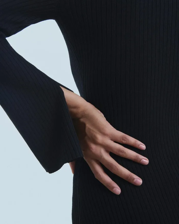 Women Dresses and Jumpsuits From Future Long Sleeve Polo Neck Long Dress Black