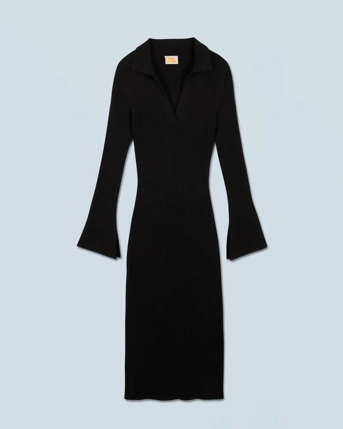 Women Dresses and Jumpsuits From Future Long Sleeve Polo Neck Long Dress Black