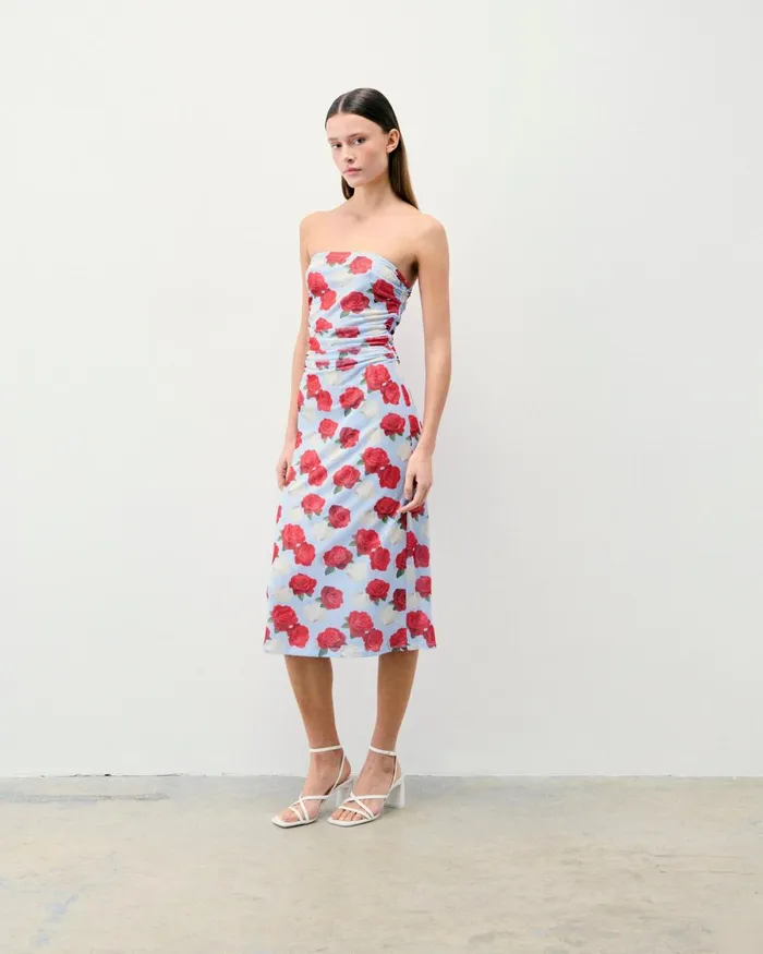 Women Dresses and Jumpsuits From Future Long Strapless Mesh Dress Shellfish And Crustaceans
