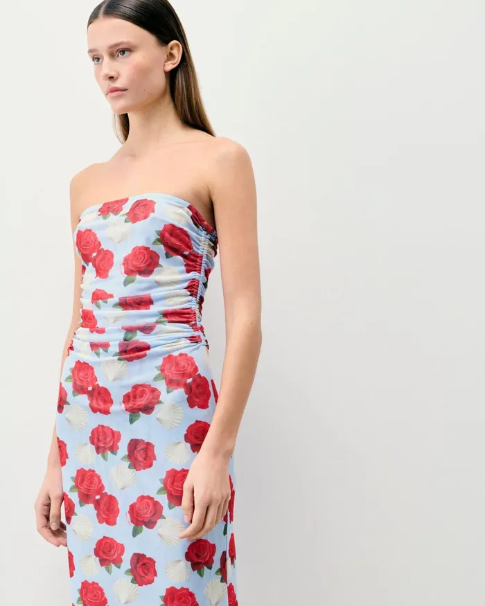 Women Dresses and Jumpsuits From Future Long Strapless Mesh Dress Shellfish And Crustaceans