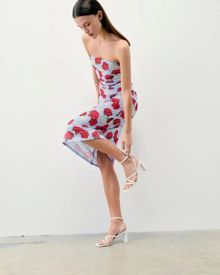 Women Dresses and Jumpsuits From Future Long Strapless Mesh Dress Shellfish And Crustaceans