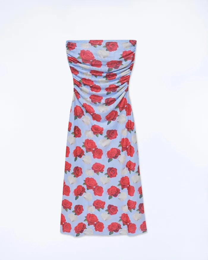Women Dresses and Jumpsuits From Future Long Strapless Mesh Dress Shellfish And Crustaceans