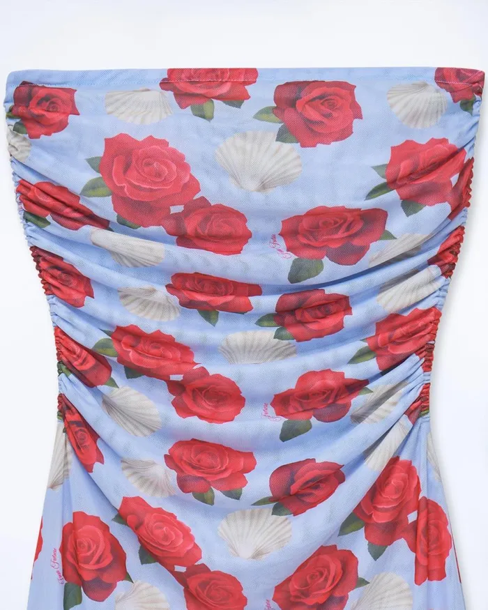 Women Dresses and Jumpsuits From Future Long Strapless Mesh Dress Shellfish And Crustaceans