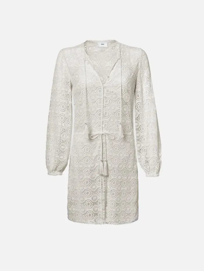 Women Dresses FRAME Lace Tassel Dress 8212 Cream