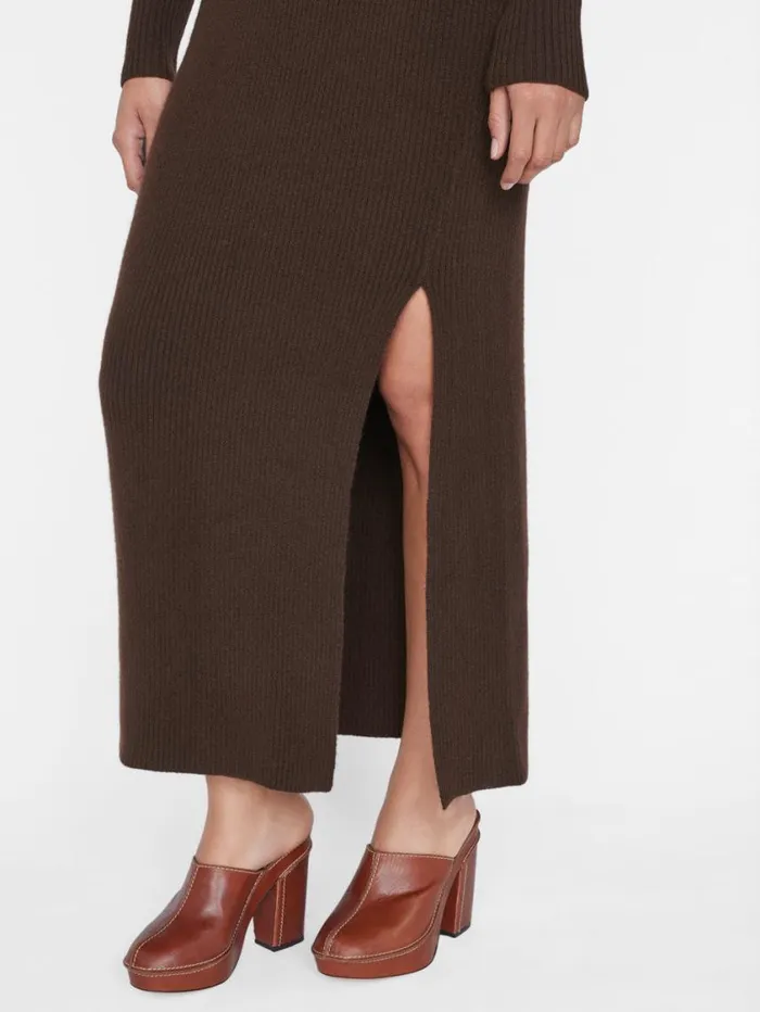 Women Dresses FRAME Ribbed Cashmere UNeck Dress 8212 Espresso Women Dresses FRAME Ribbed Cashmere UNeck Dress 8212 Espresso