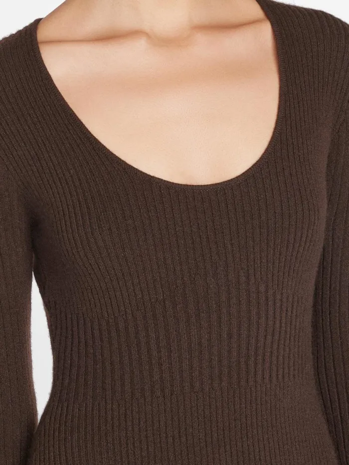Women Dresses FRAME Ribbed Cashmere UNeck Dress 8212 Espresso Women Dresses FRAME Ribbed Cashmere UNeck Dress 8212 Espresso