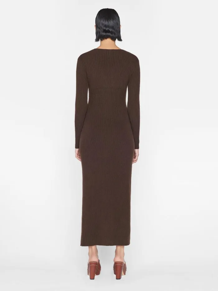 Women Dresses FRAME Ribbed Cashmere UNeck Dress 8212 Espresso Women Dresses FRAME Ribbed Cashmere UNeck Dress 8212 Espresso