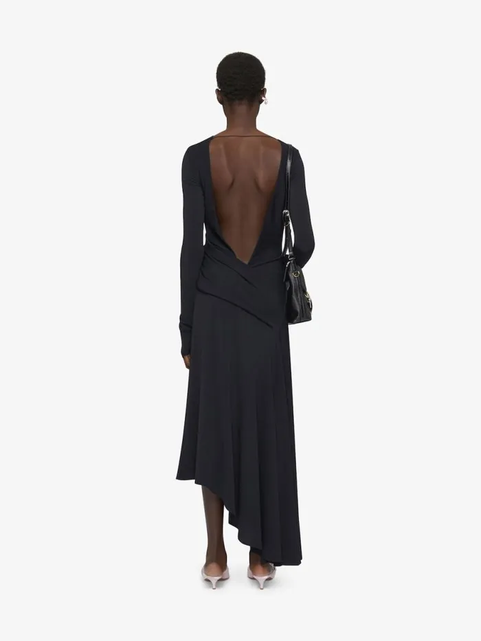 Women Dresses Givenchy Asymmetric Draped Dress In Crepe Jersey Black