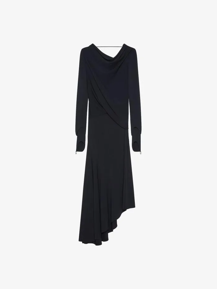 Women Dresses Givenchy Asymmetric Draped Dress In Crepe Jersey Black