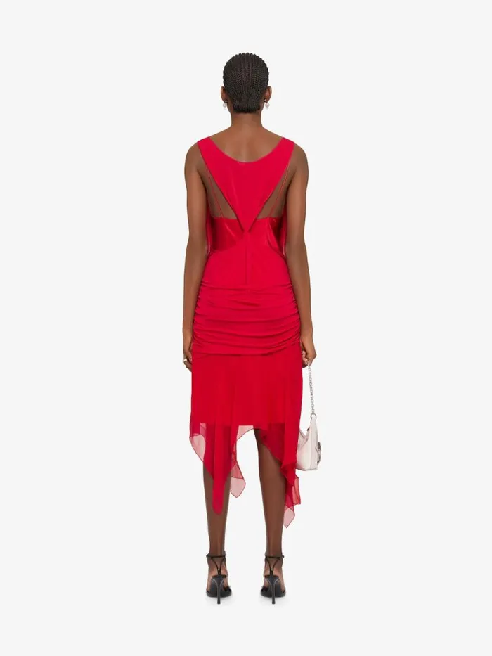 Women Dresses Givenchy Draped Dress In Satin Jersey And Mousseline Vermillon