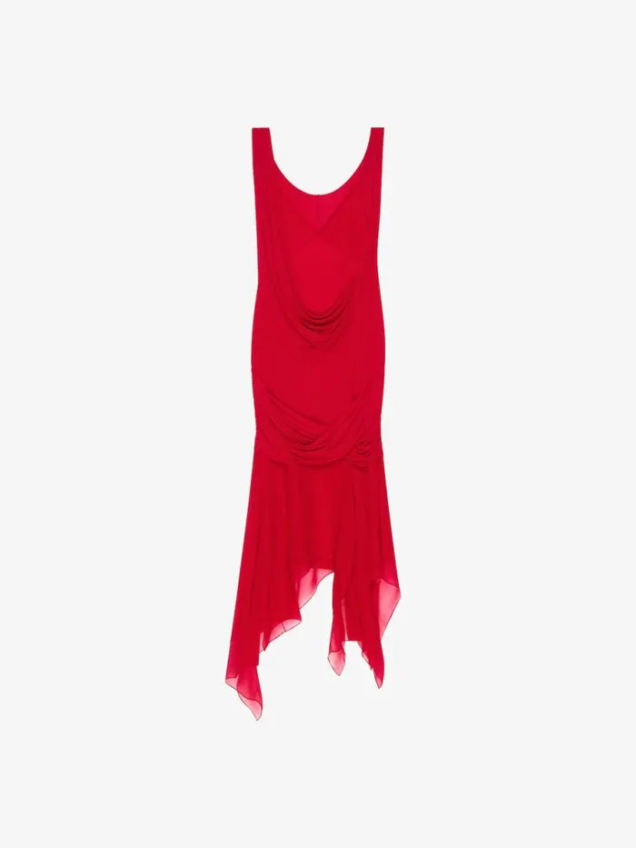 Women Dresses Givenchy Draped Dress In Satin Jersey And Mousseline Vermillon