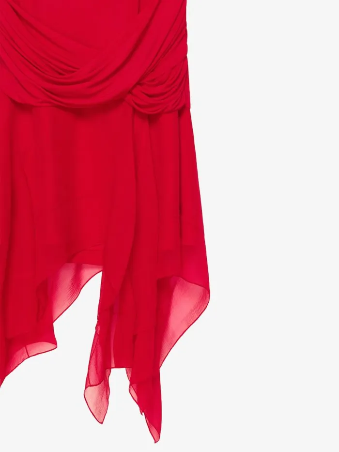 Women Dresses Givenchy Draped Dress In Satin Jersey And Mousseline Vermillon