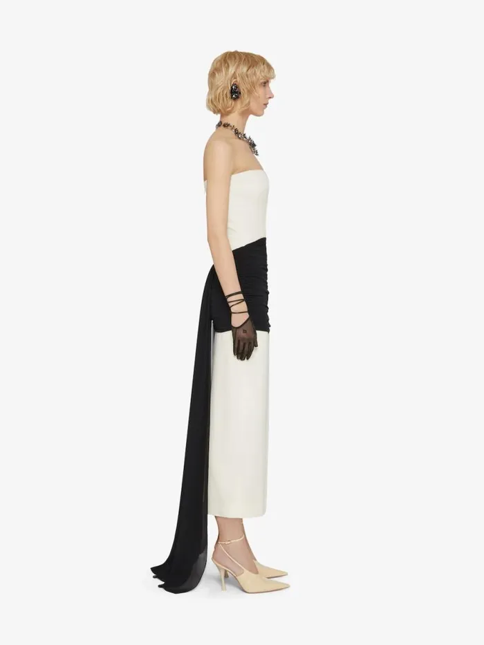 Women Dresses Givenchy Evening Bustier Draped Dress In Crepe With Silk Train Ivory