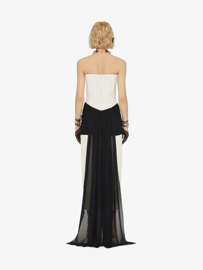 Women Dresses Givenchy Evening Bustier Draped Dress In Crepe With Silk Train Ivory
