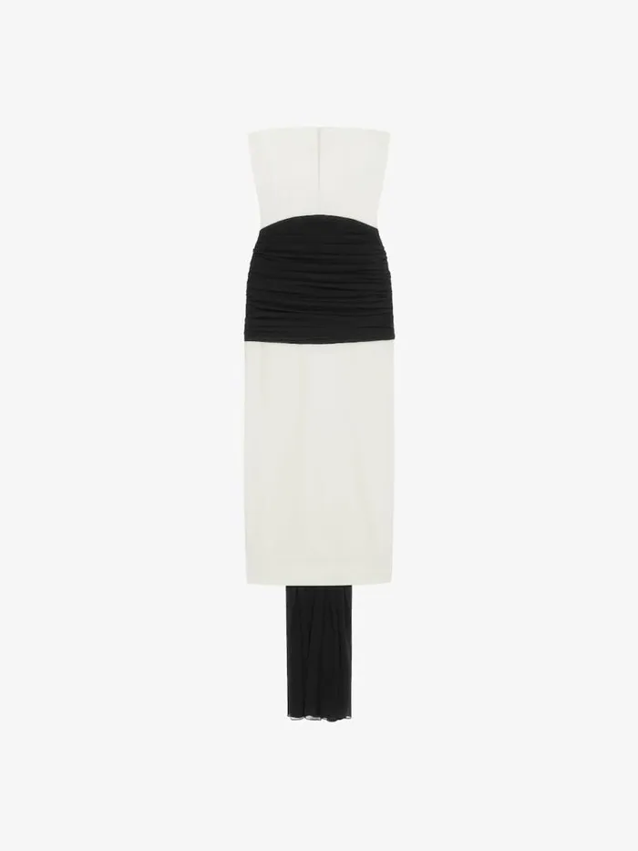 Women Dresses Givenchy Evening Bustier Draped Dress In Crepe With Silk Train Ivory