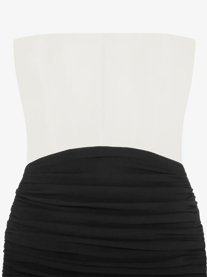 Women Dresses Givenchy Evening Bustier Draped Dress In Crepe With Silk Train Ivory