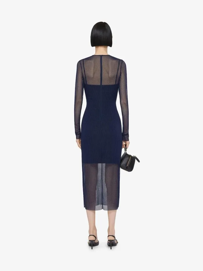 Women Dresses Givenchy Polka Dots Dress In Tulle Navy