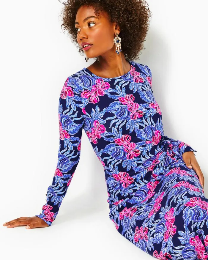 Women Dresses Lilly Pulitzer Bryson Maxi Dress Low Tide Navy Its Ofishell
