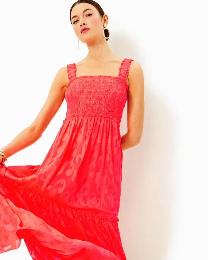 Women Dresses Lilly Pulitzer Gracelyn Halter Midi Dress Roxie Pink Wave N Sea Women Dresses Lilly Pulitzer Gracelyn Halter Midi Dress Roxie Pink Wave N Sea