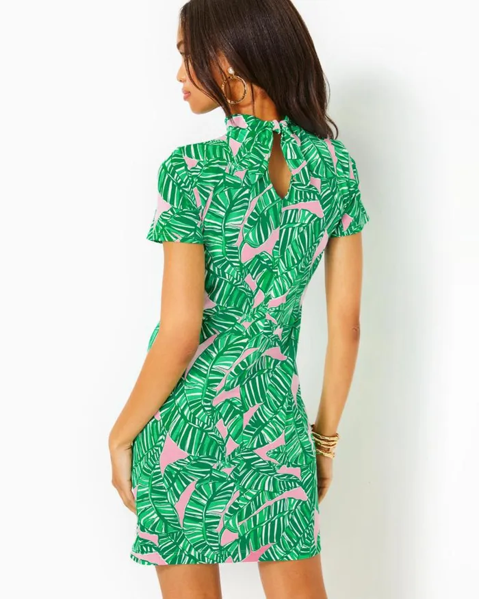 Women Dresses Lilly Pulitzer Hallie Short Sleeve Dress Conch Shell Pink Lets Go Bananas