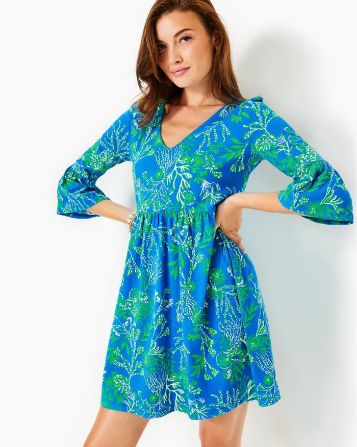 Women Dresses Lilly Pulitzer Jannie VNeck Dress Resort White Pb Anniversary Toile