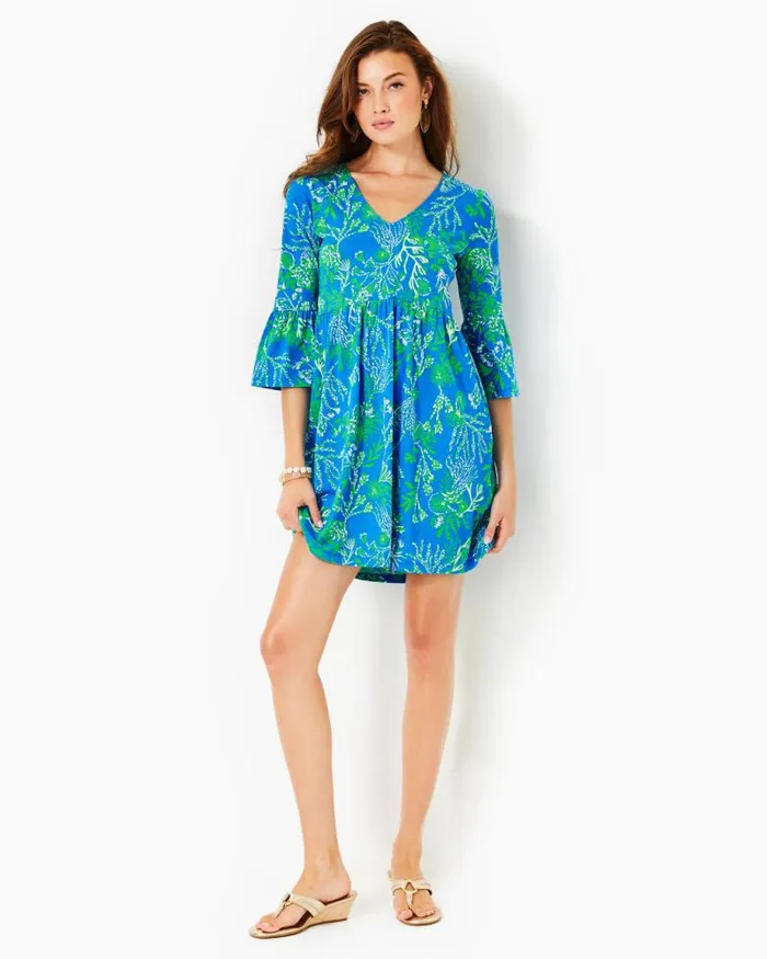 Women Dresses Lilly Pulitzer Jannie VNeck Dress Resort White Pb Anniversary Toile