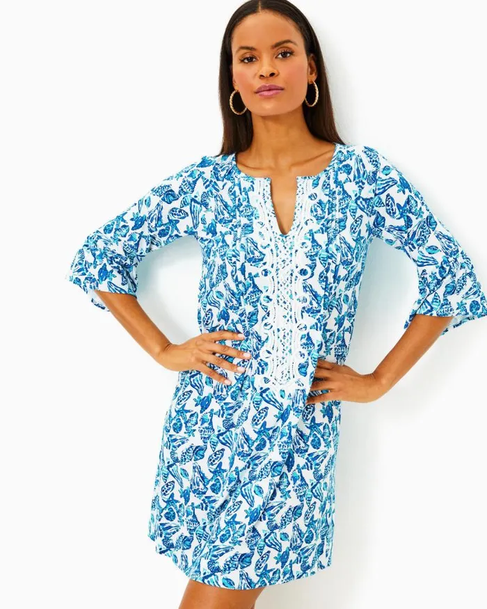 Women Dresses Lilly Pulitzer Krysta Tunic Dress Resort White Shell Collector
