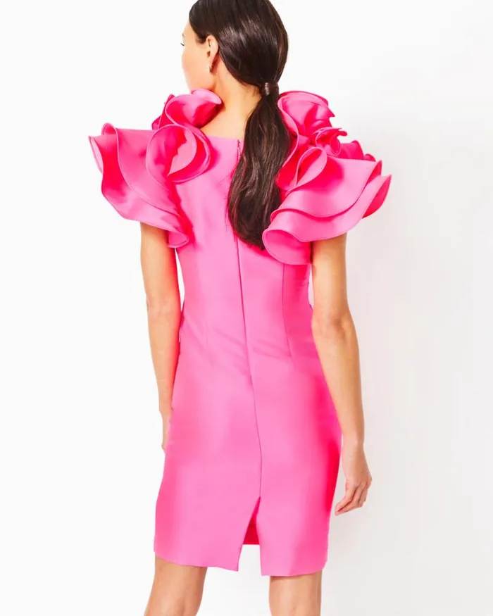 Women Dresses Lilly Pulitzer Lilly Pulitzer X Badgley Mischka Honor Ruffle Dress Roxie Pink