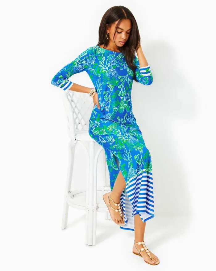 Women Dresses Lilly Pulitzer UPF 50 ChillyLilly Seralina Maxi Dress Briny Blue A Bit Salty Engineered Chillylilly Women Dresses Lilly Pulitzer UPF 50 ChillyLilly Seralina Maxi Dress Briny Blue A Bit Salty Engineered Chillylilly