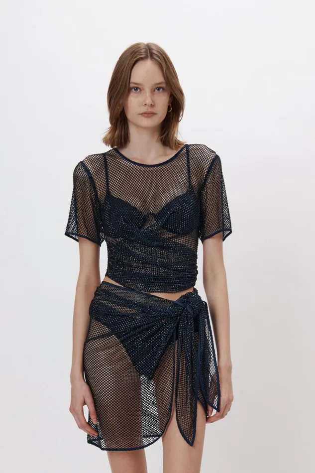 Women Electra Tee Midnight Jonathan Simkhai Tops and Bodysuits