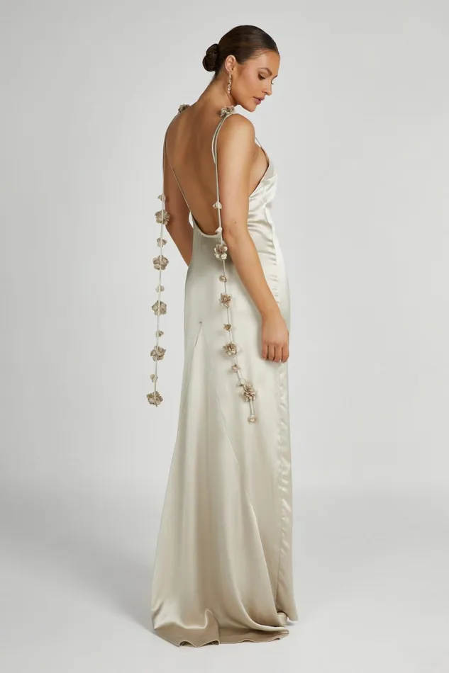 Women Elenora Rose Gown 8211 Champagne Champagne Meshki Maxi Dresses