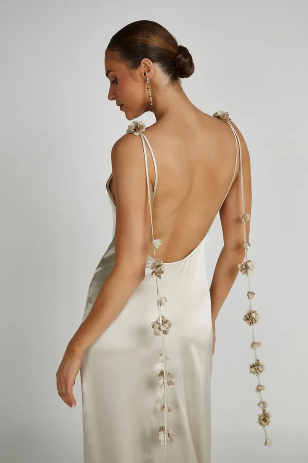 Women Elenora Rose Gown 8211 Champagne Champagne Meshki Maxi Dresses