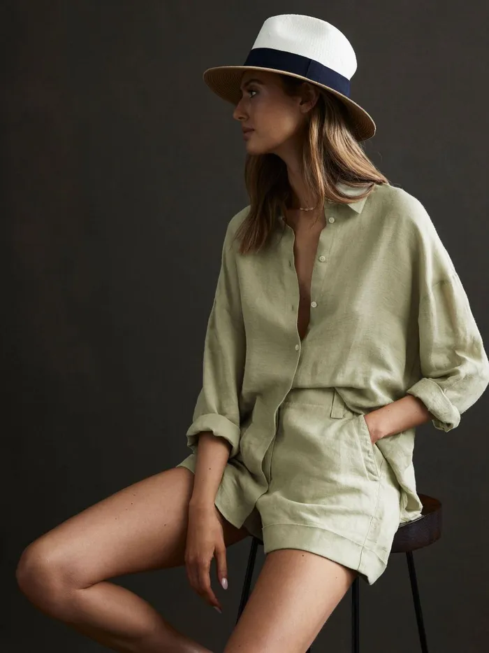 Women Ellis Oversized Long Sleeve Shirt Ivory Reiss Tops