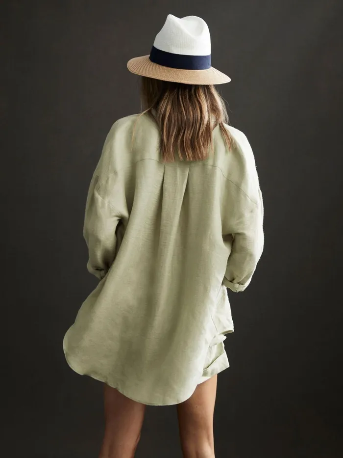 Women Ellis Oversized Long Sleeve Shirt Ivory Reiss Tops